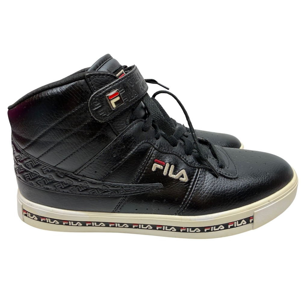Fila Black High Top Sneakers Shoes‎ Mens Size 10 Leather Synthetic Strap